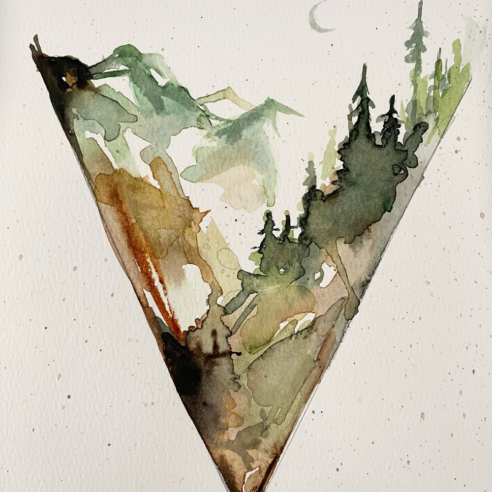 Watercolor Painting Print ⛰️🌙